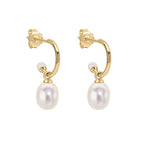 Elements Gold Pearl Detail Half Hoop Earrings