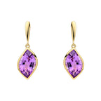 Elements Gold Flame Cut Amethyst Drop Earrings