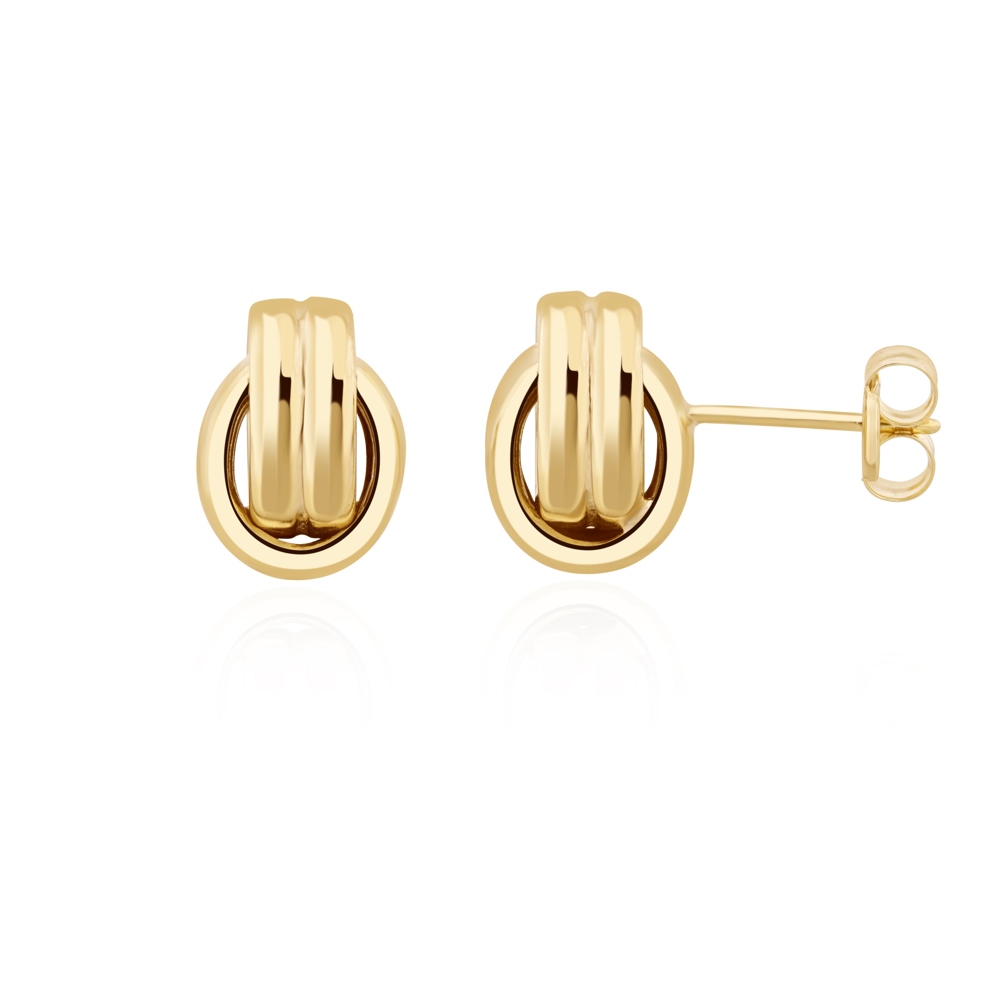 9ct yellow gold Polished 2 Row Linked Ovals Stud Earrings
