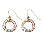 Elements Gold Tri-Metal Open Circle Drop Earrings
