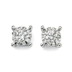 Elements Gold Diamond Cluster Stud Earrings