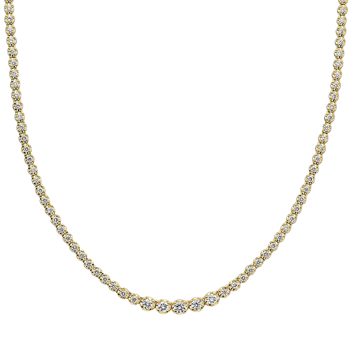 18ct Yellow Gold Brilliant Cut Diamond Claw Set Line Necklace 3ct