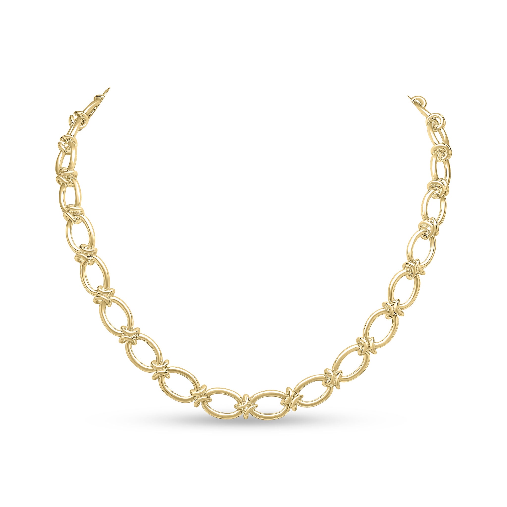 18ct Vermeil 10mm Oval Knot 18" Bolt Ring