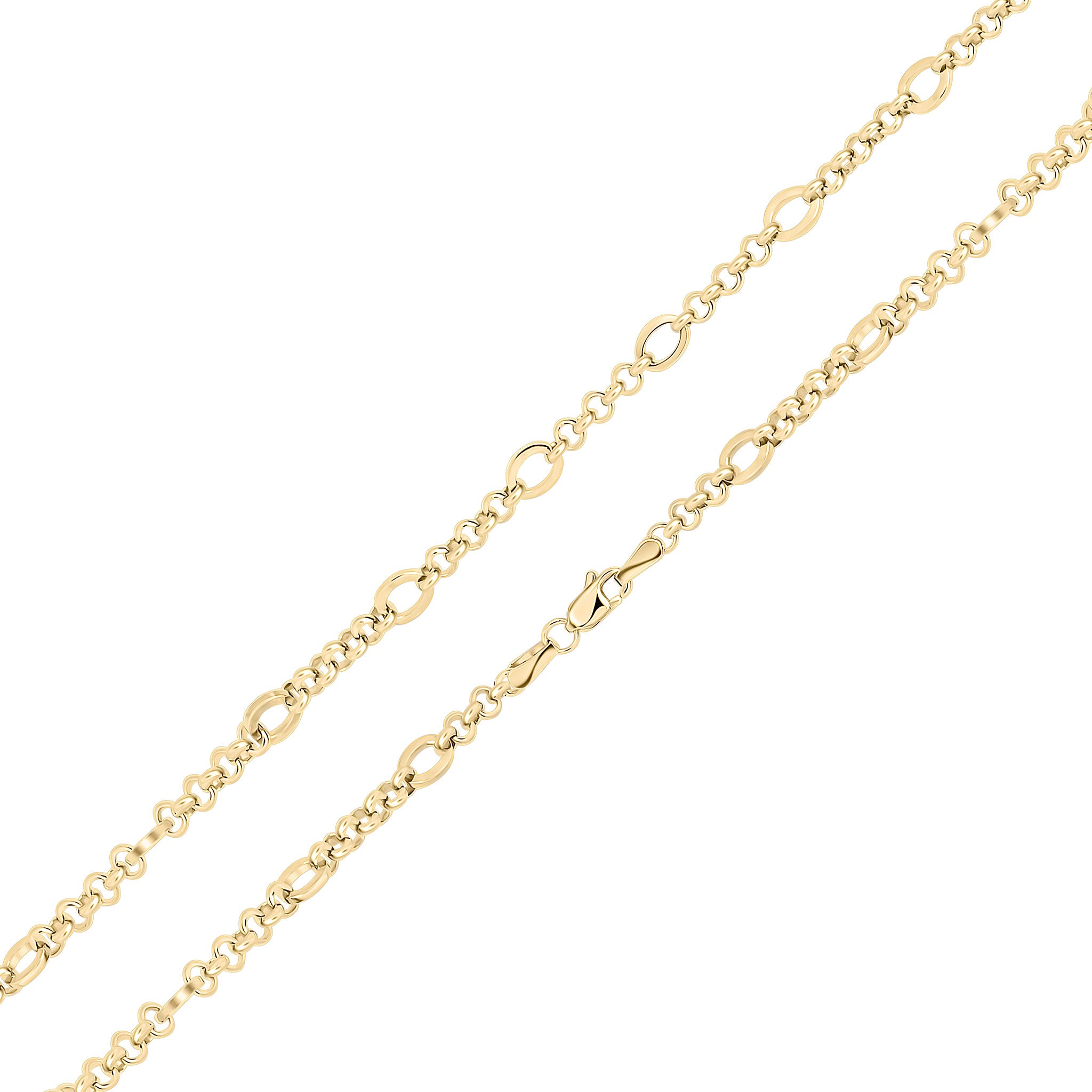 9ct Yellow Gold 4mm Oval Round Figaro 7.5