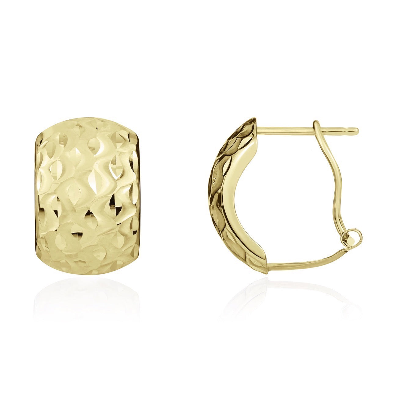 9ct Yellow Gold Wide Pattern Peg & Clip Earrings