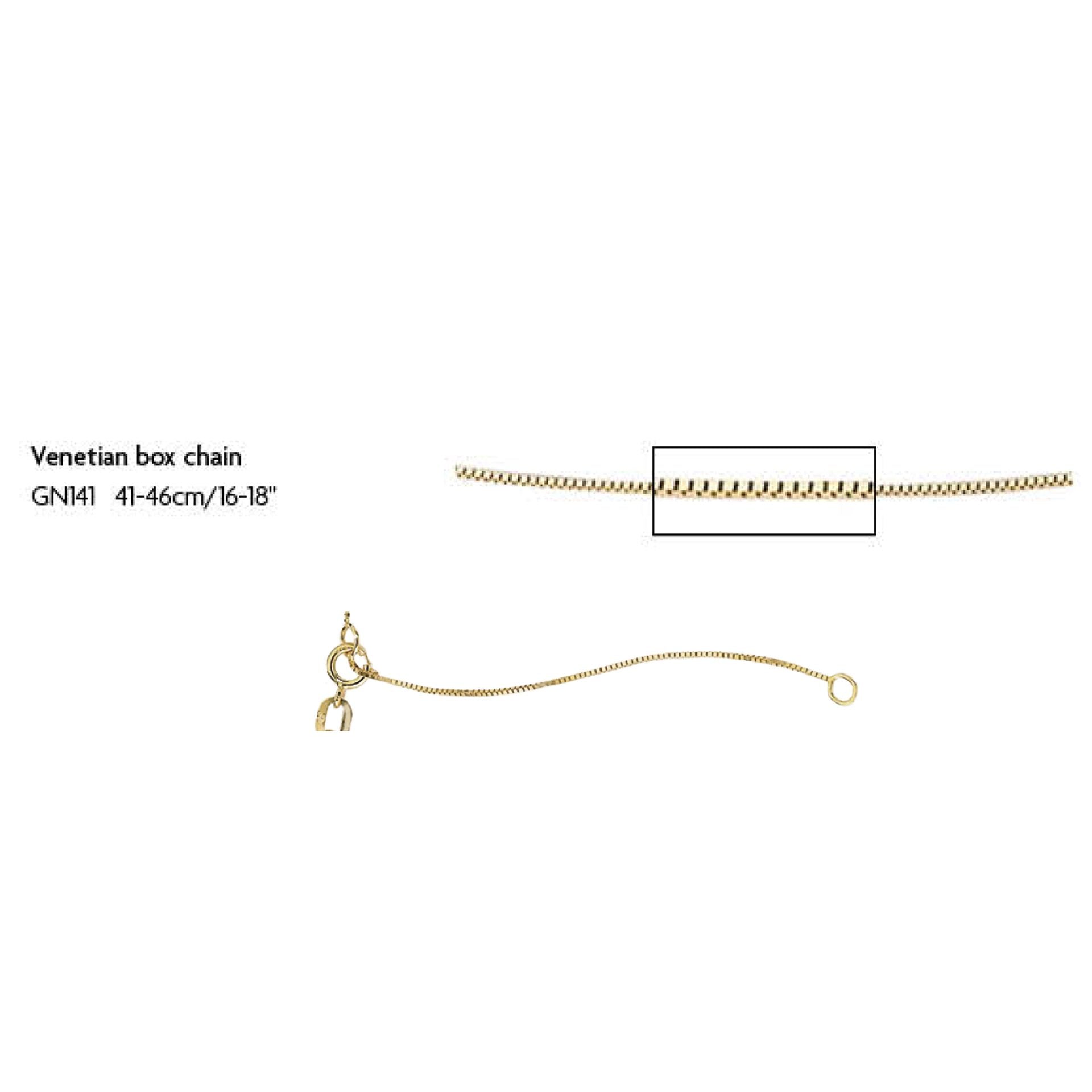 Venetian Box Chain 41cm-46cm in 9ct Gold