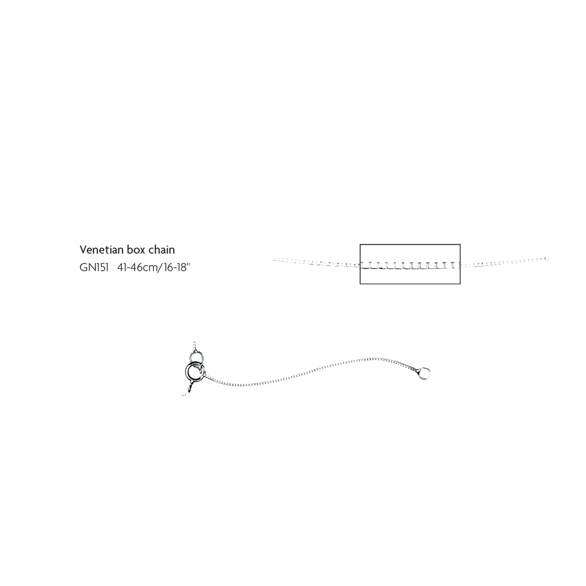 Venetian Box Chain 41cm-46cm in 9ct Gold