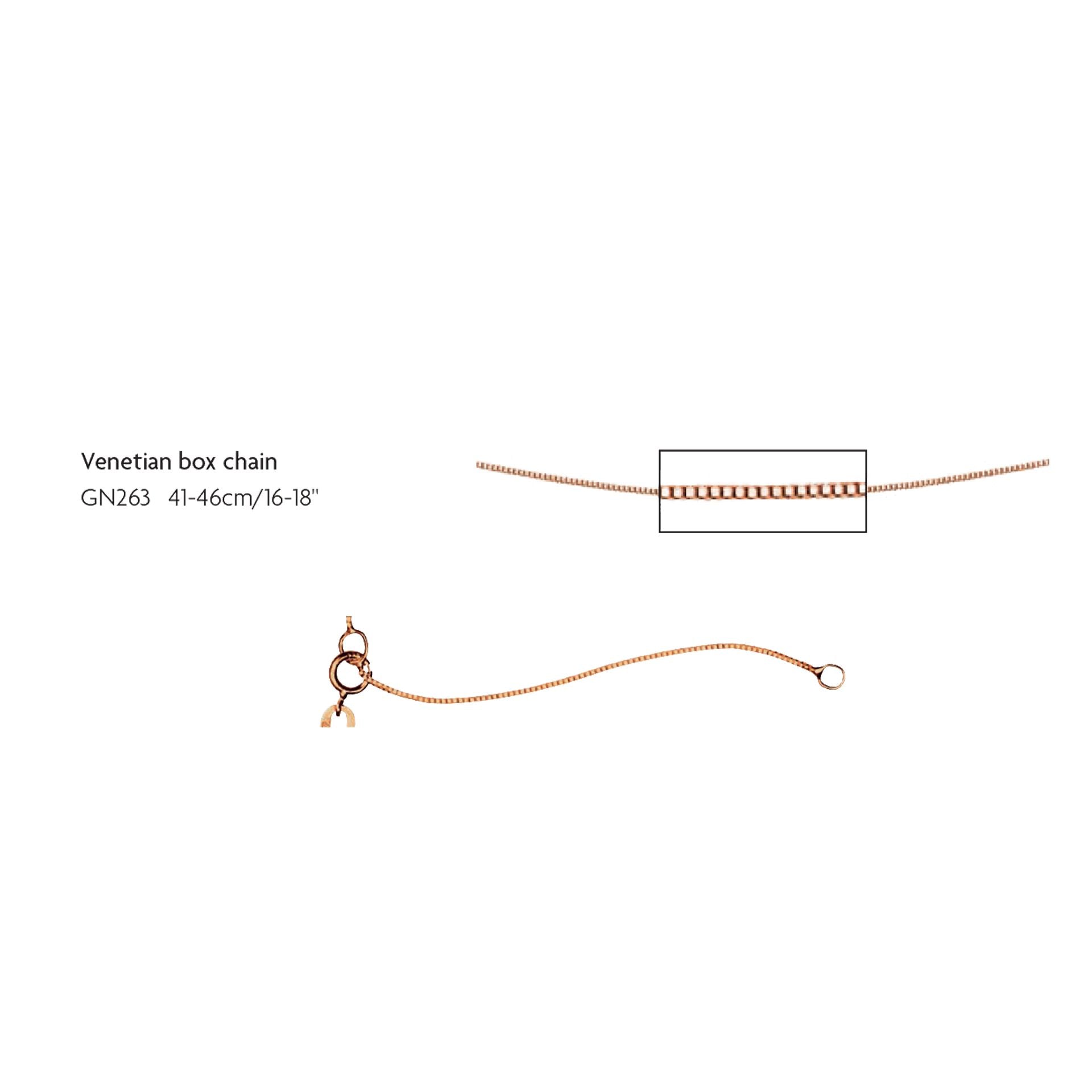 Venetian Box Chain 41cm-46cm in 9ct Gold