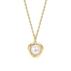 Elements Gold Petal Set Pearl Necklace