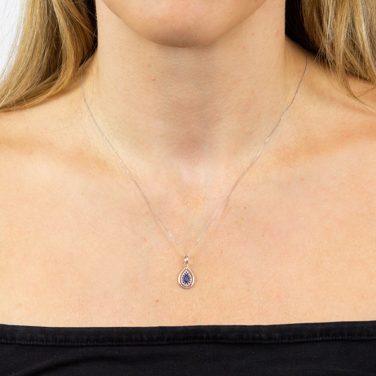 Elements Gold Cut Out Teardrop Pendant with Precious Stone