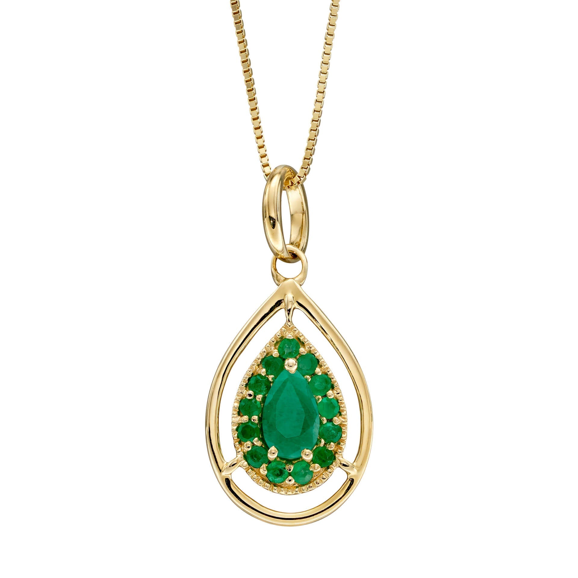 Elements Gold Cut Out Teardrop Pendant with Precious Stone