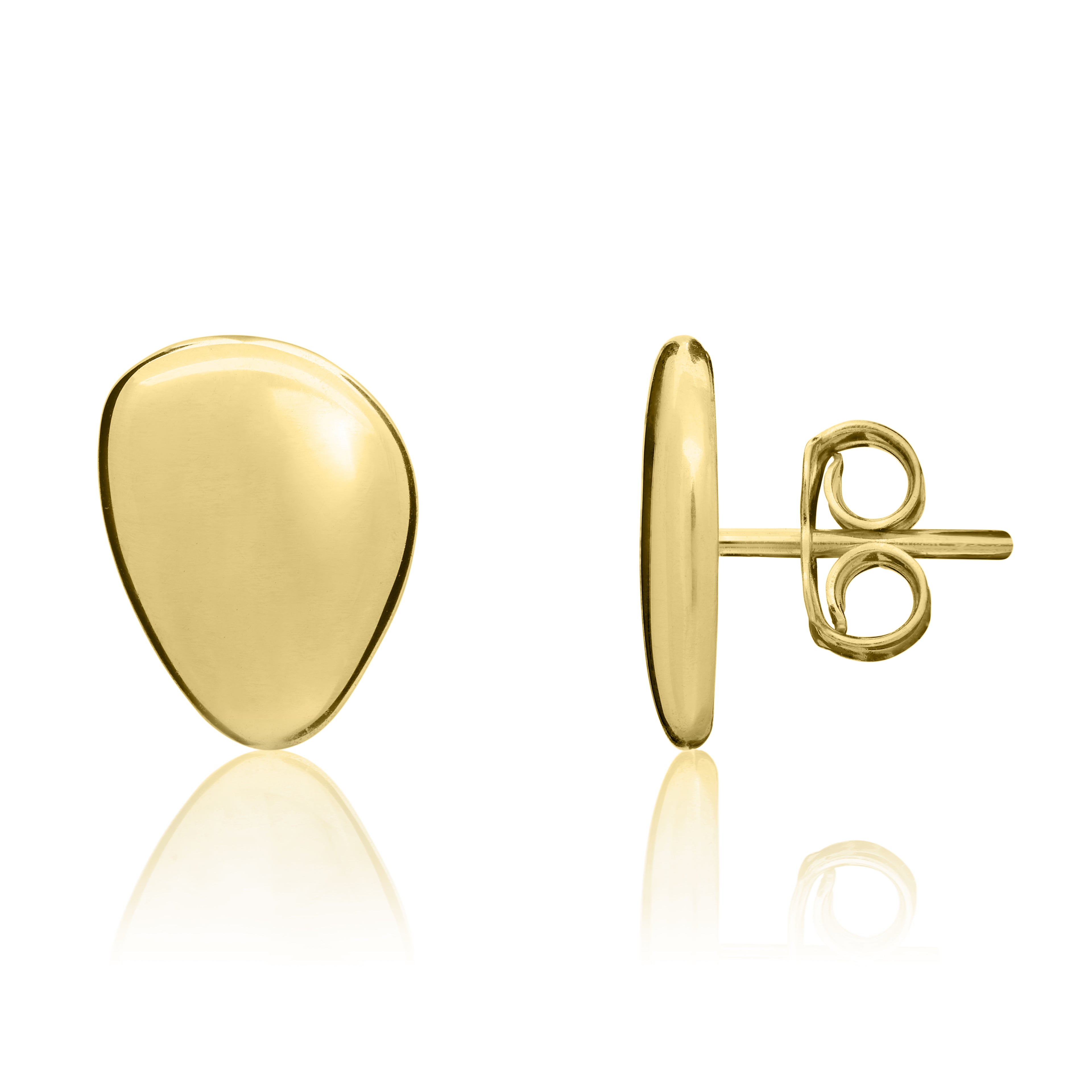 9ct yellow gold Polished Finish Flat Pebble Shape Earrings