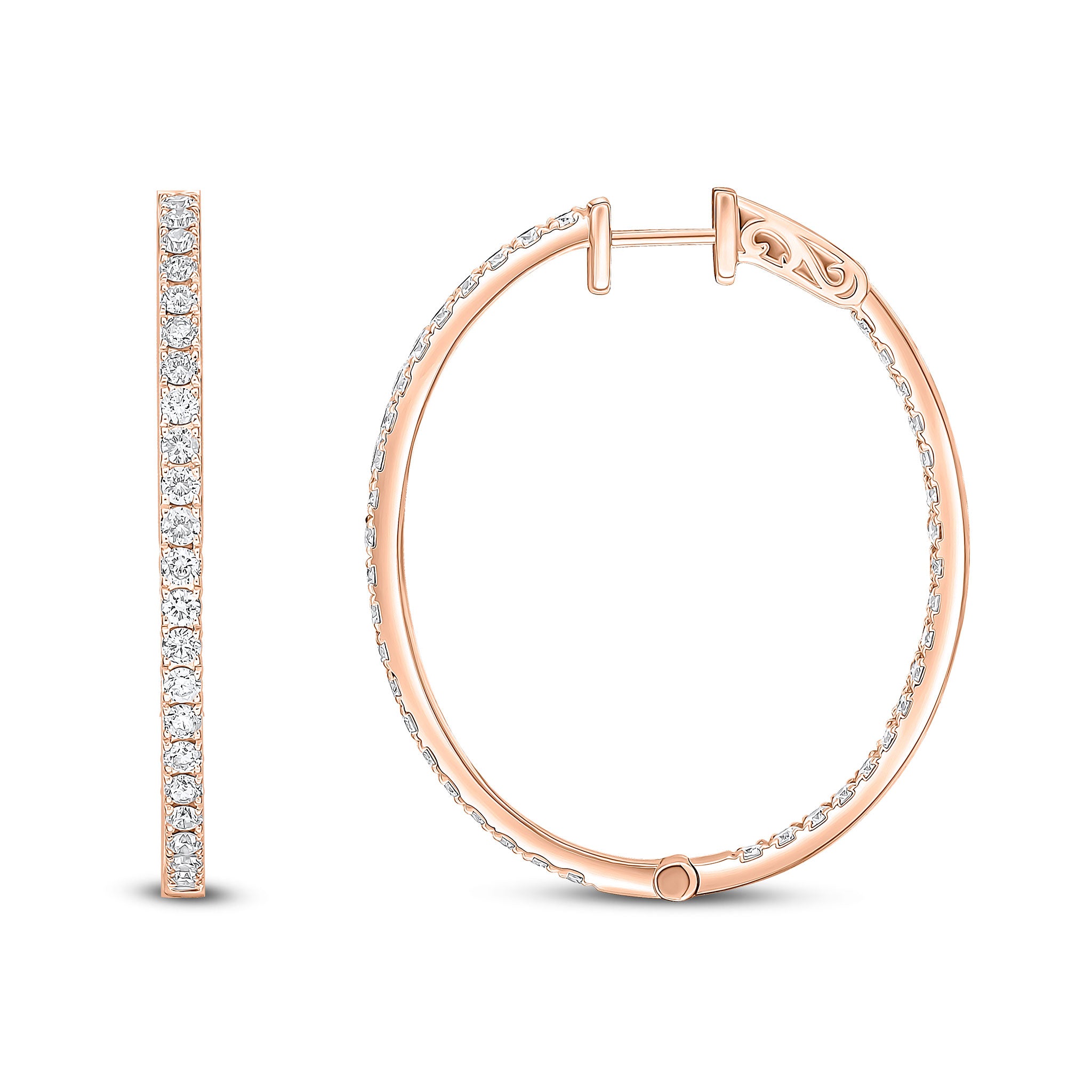 18rg Diamond Oval Full Hoop Earrings