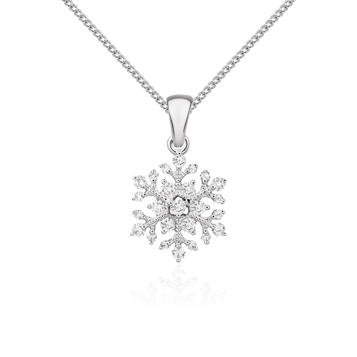 18ct White Gold Diamond Set Snowflake Pendant