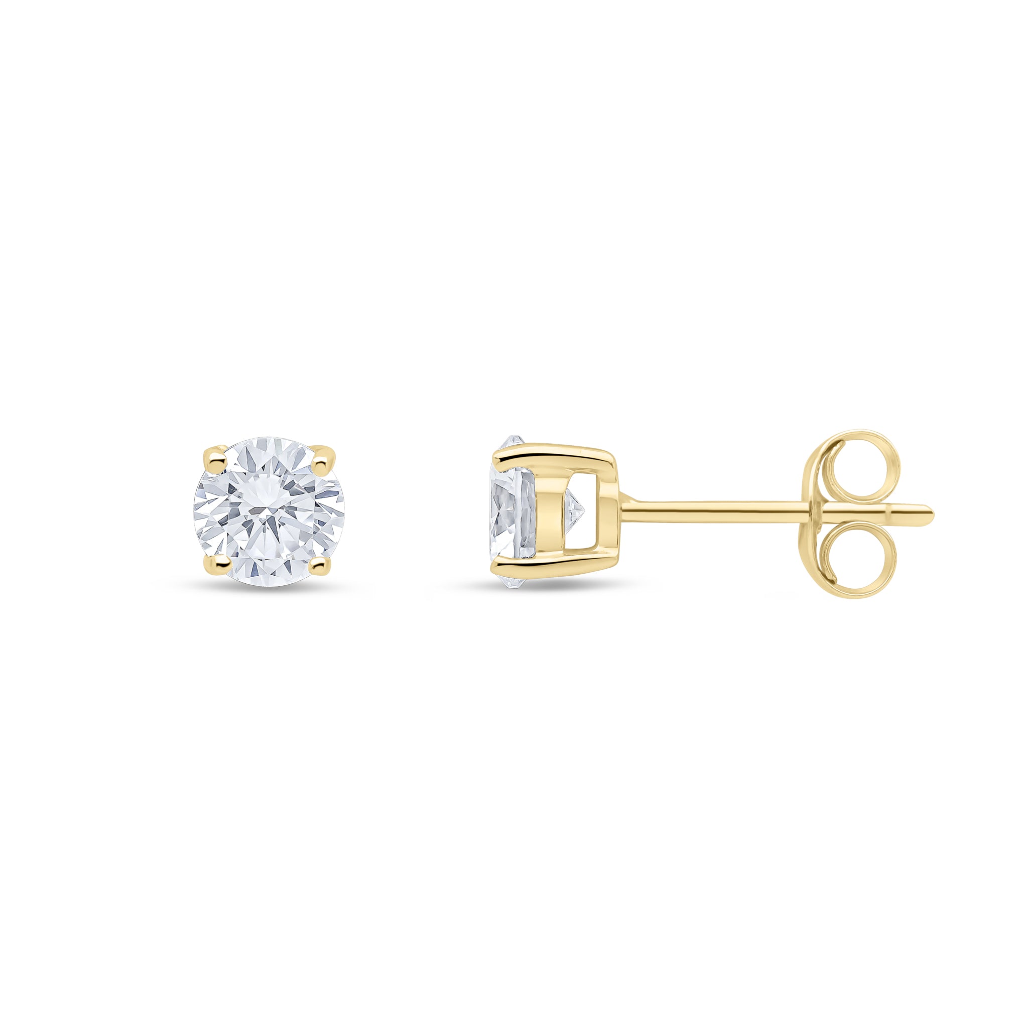 9ct Yellow Gold 5mm Round CZ Claw Set Earrings