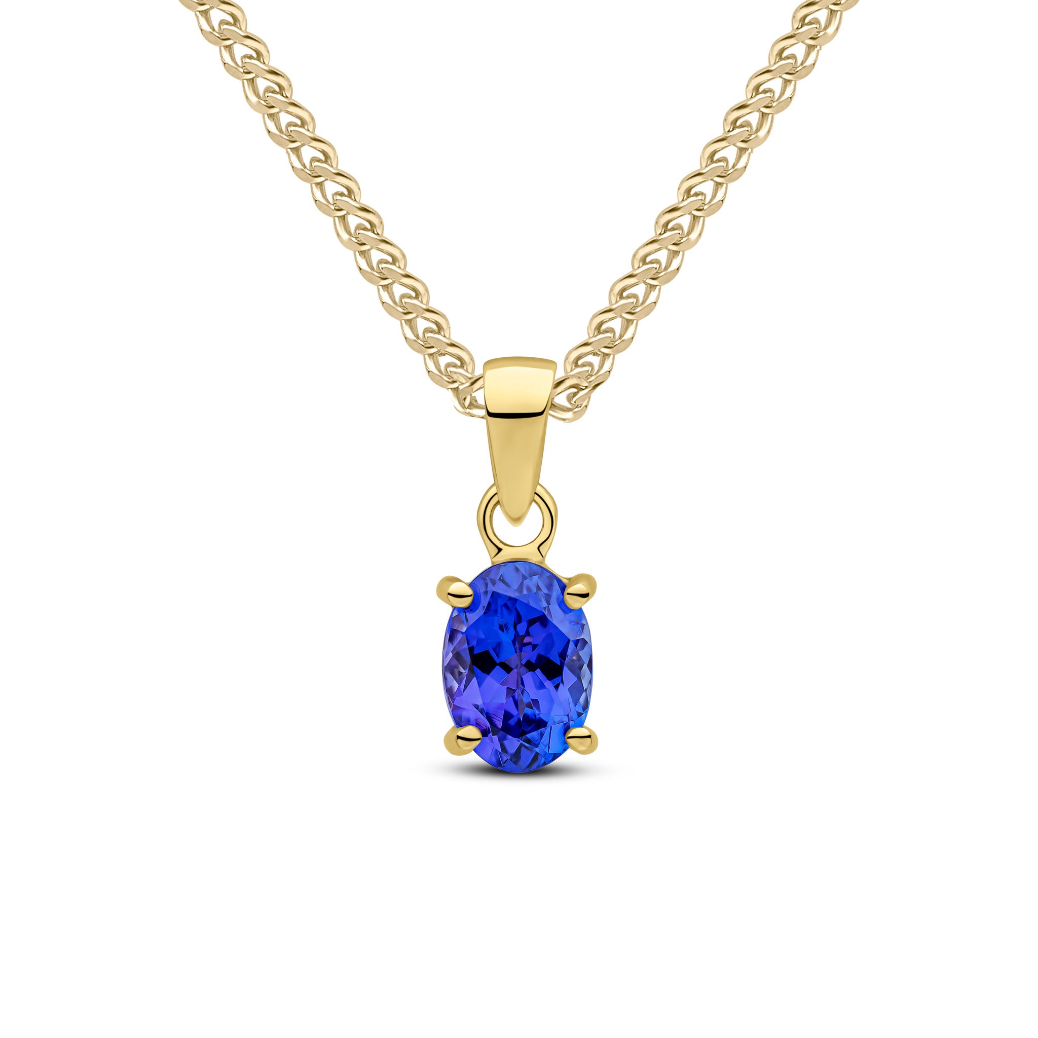 9ct Yellow Gold 7x5 Oval Tanzanite Claw Set Pendant