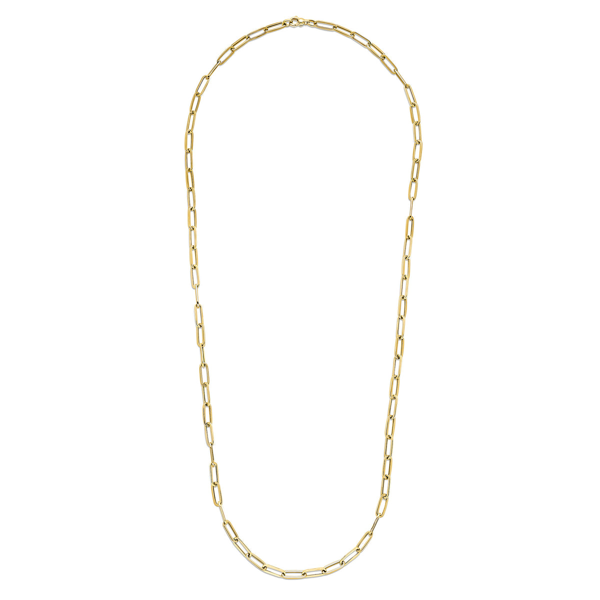 9ct Yellow Gold Oval Paperchain Link Necklace 32 Inches