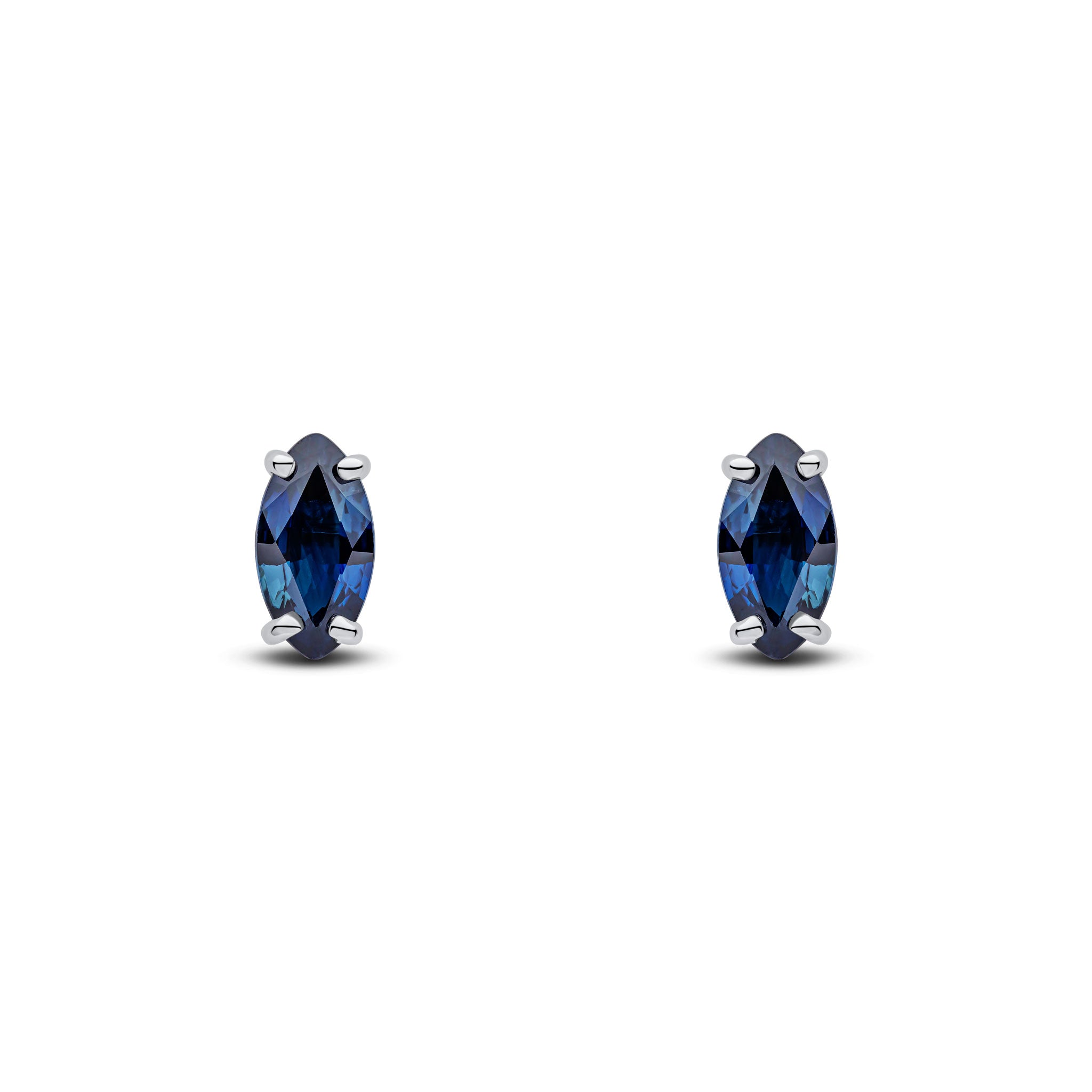 9ct White Gold 8x4mm Marquise Sapphire Claw Set Earrings