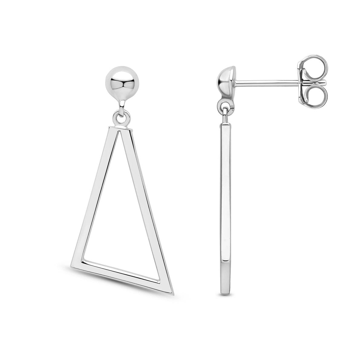 9ct White Gold Polished Open Triangle Drop Earrings