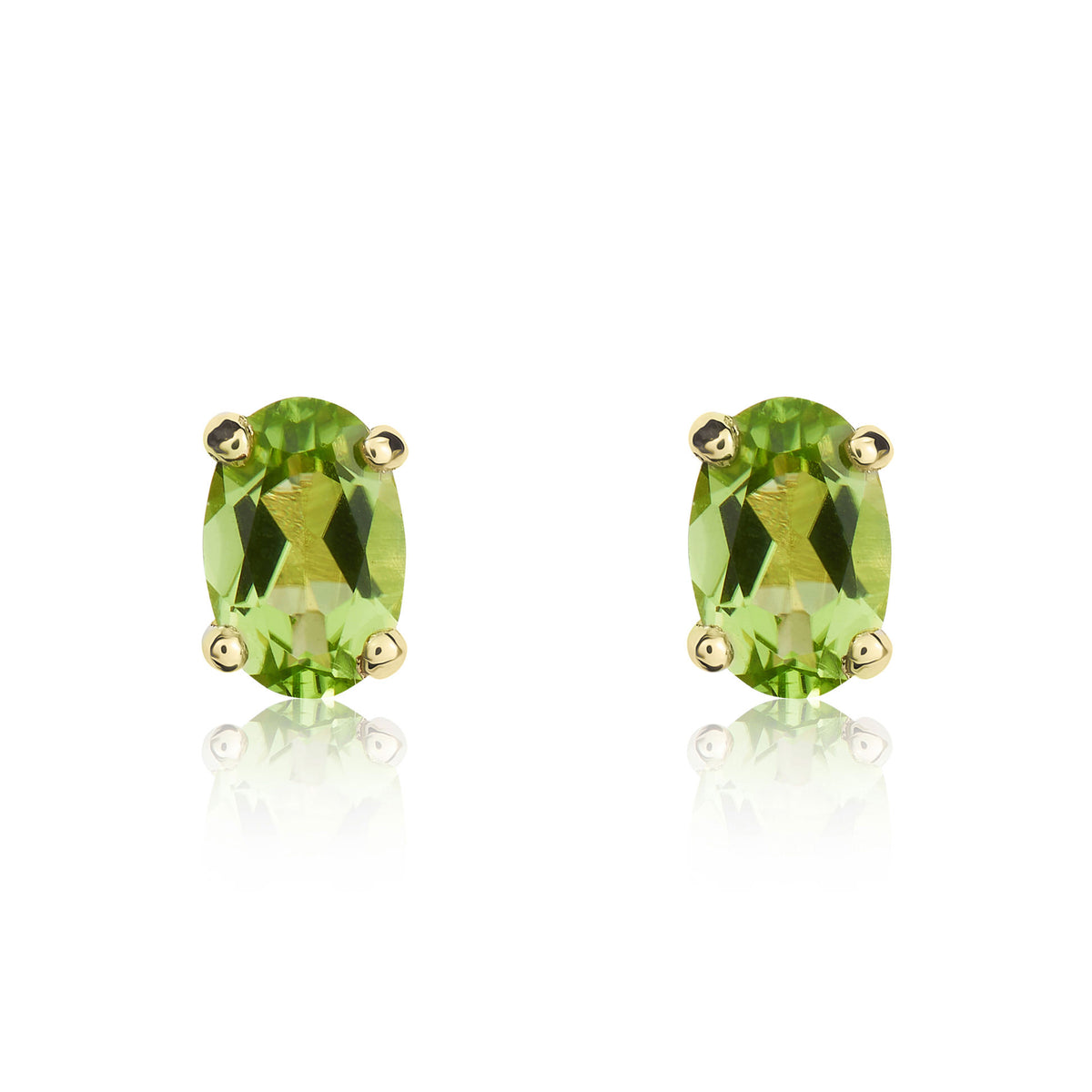 9ct Yellow Gold Oval Peridot Stud Earrings