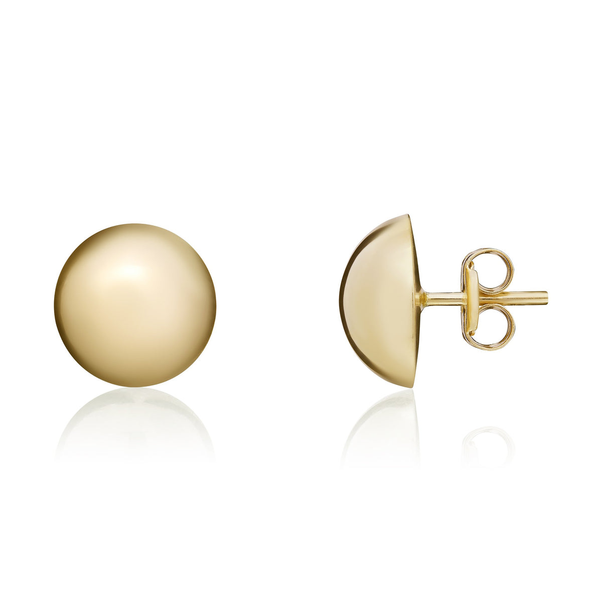 9ct Yellow Gold Polished Button Stud Earrings 9.5mm