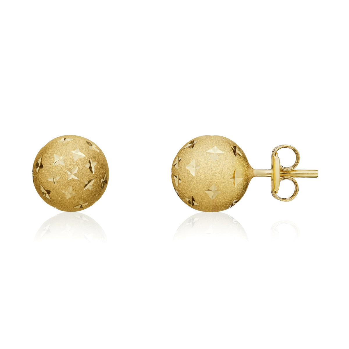 9ct Yellow Gold Star Ball Stud Earrings 8mm