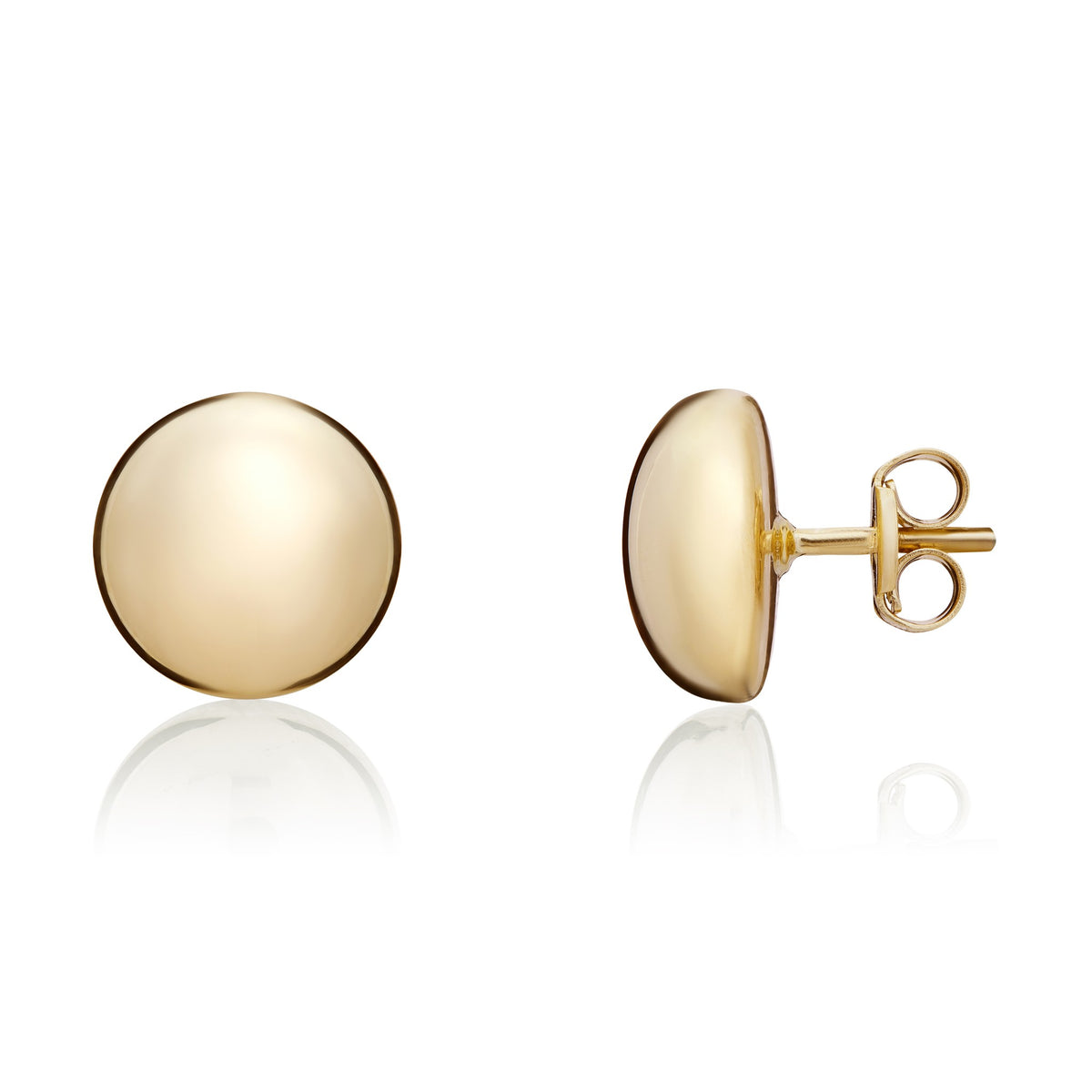 9ct Yellow Gold Polished Button Stud Earrings 7.5mm