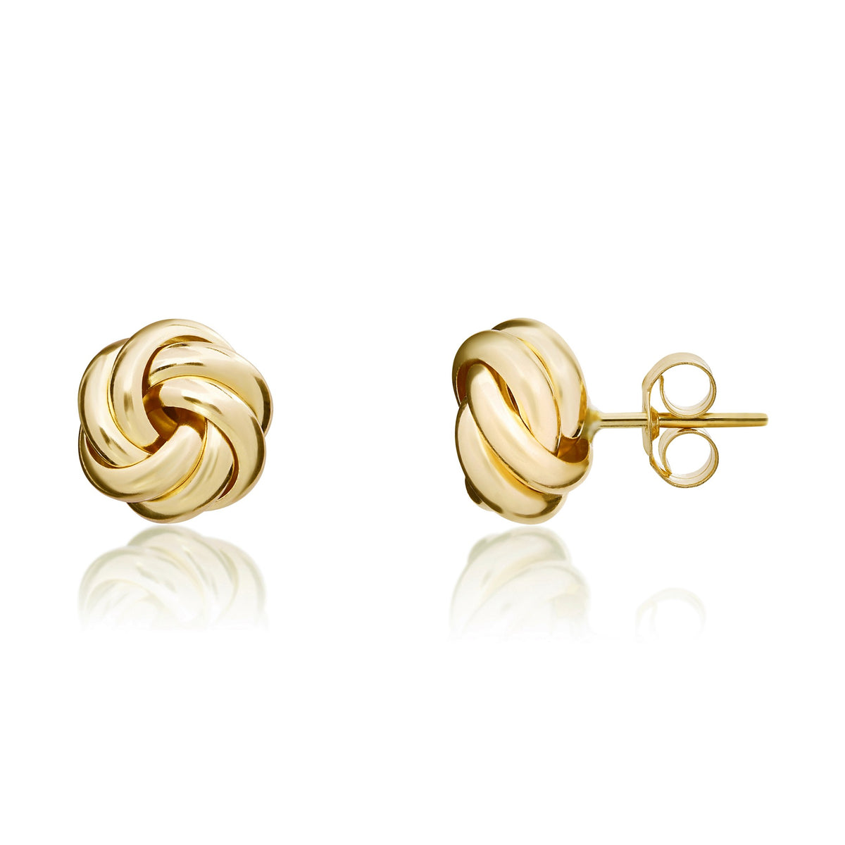 9ct Yellow Gold Two Row Knot Stud Earrings