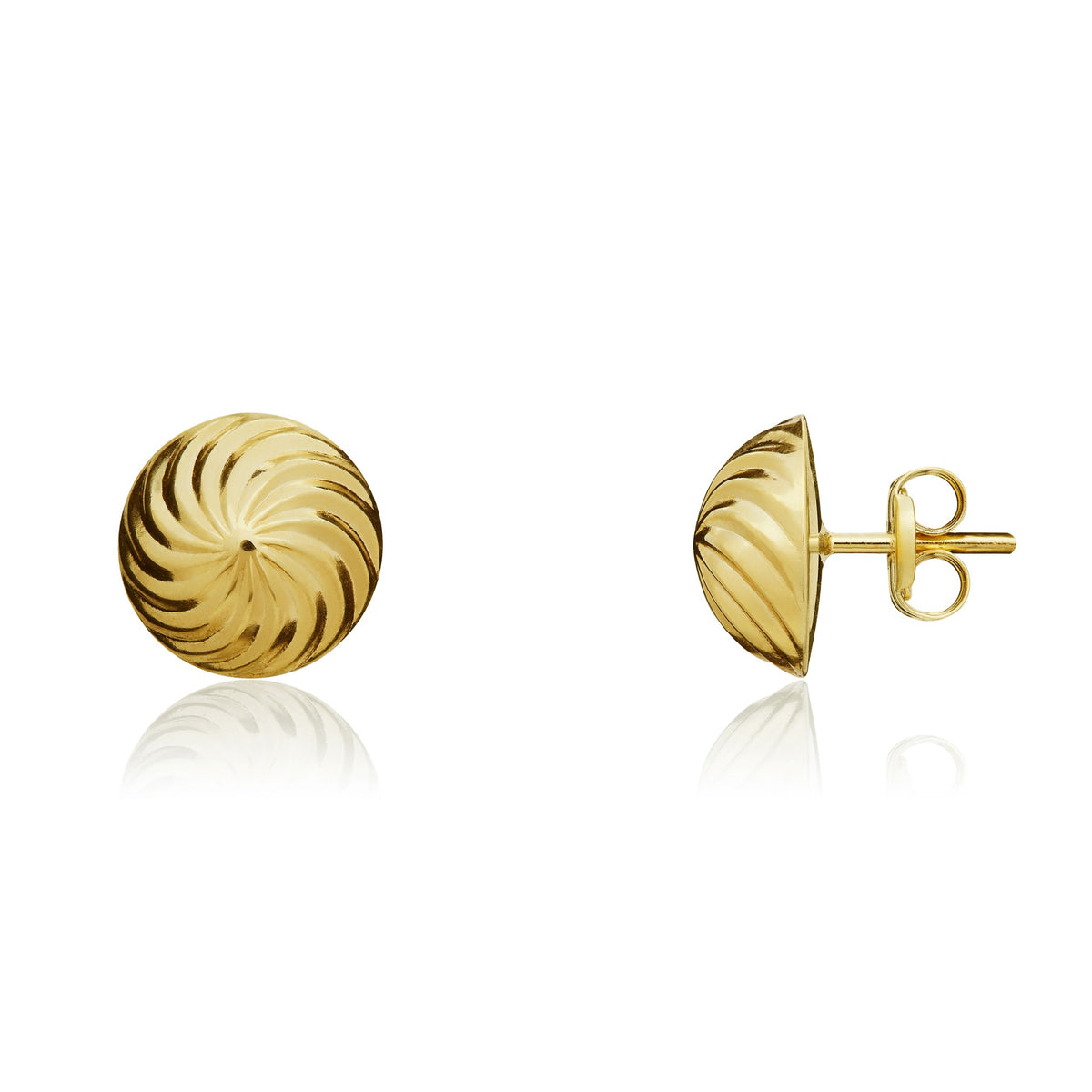 9ct Yellow Gold Swirl Stud Earrings