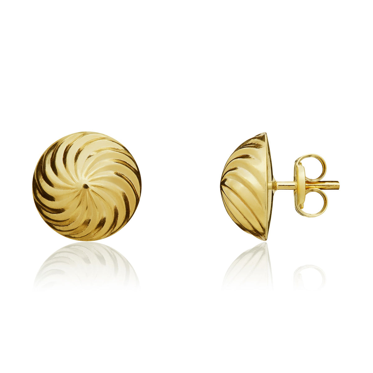 9ct Yellow Gold Swirl Stud Earrings