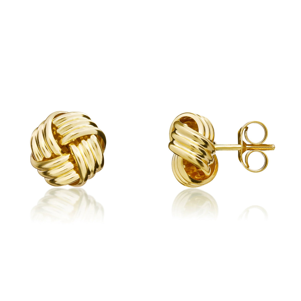 9ct Yellow Gold Polished Ribbed Knot Stud Earrings