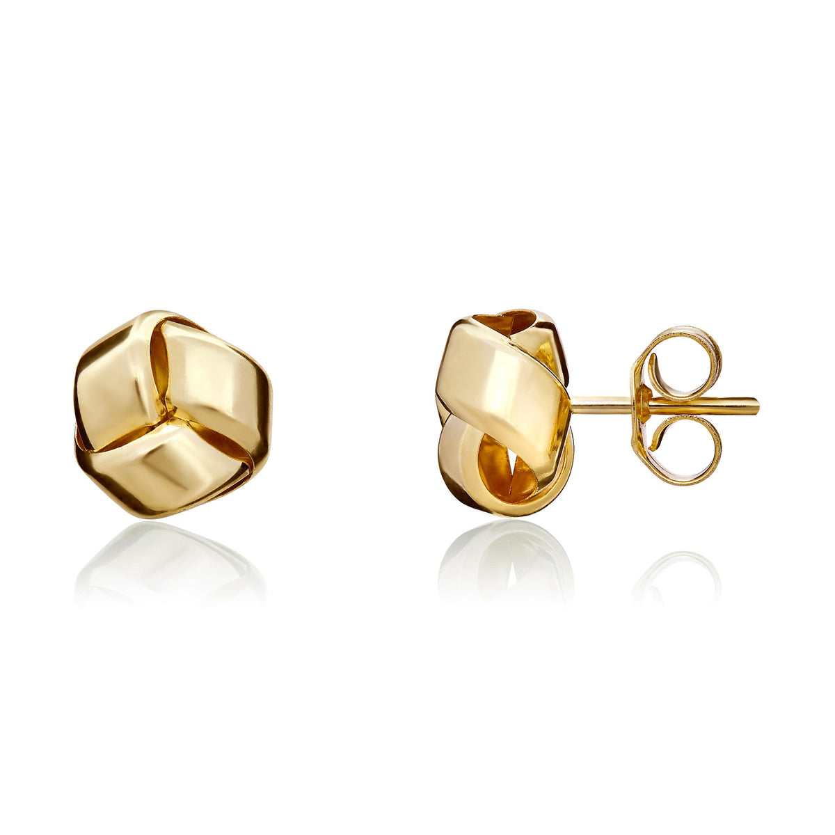9ct Yellow Gold Polished Smooth Finish Knot Stud Earrings