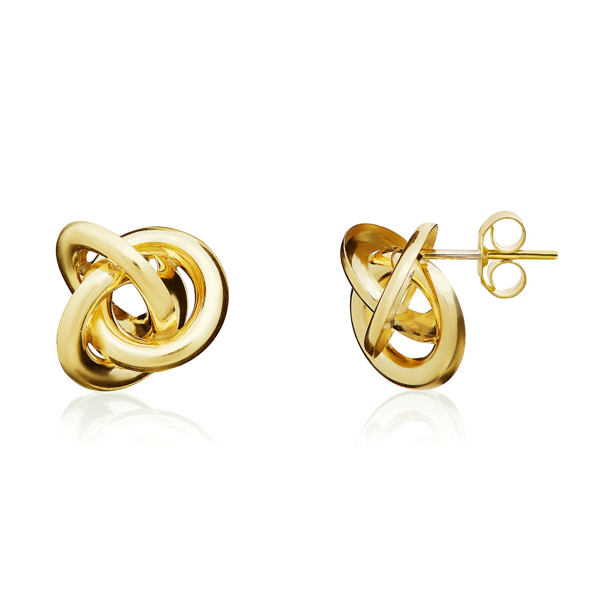 9ct Yellow Gold Simple Woolmark Knot Stud Earrings