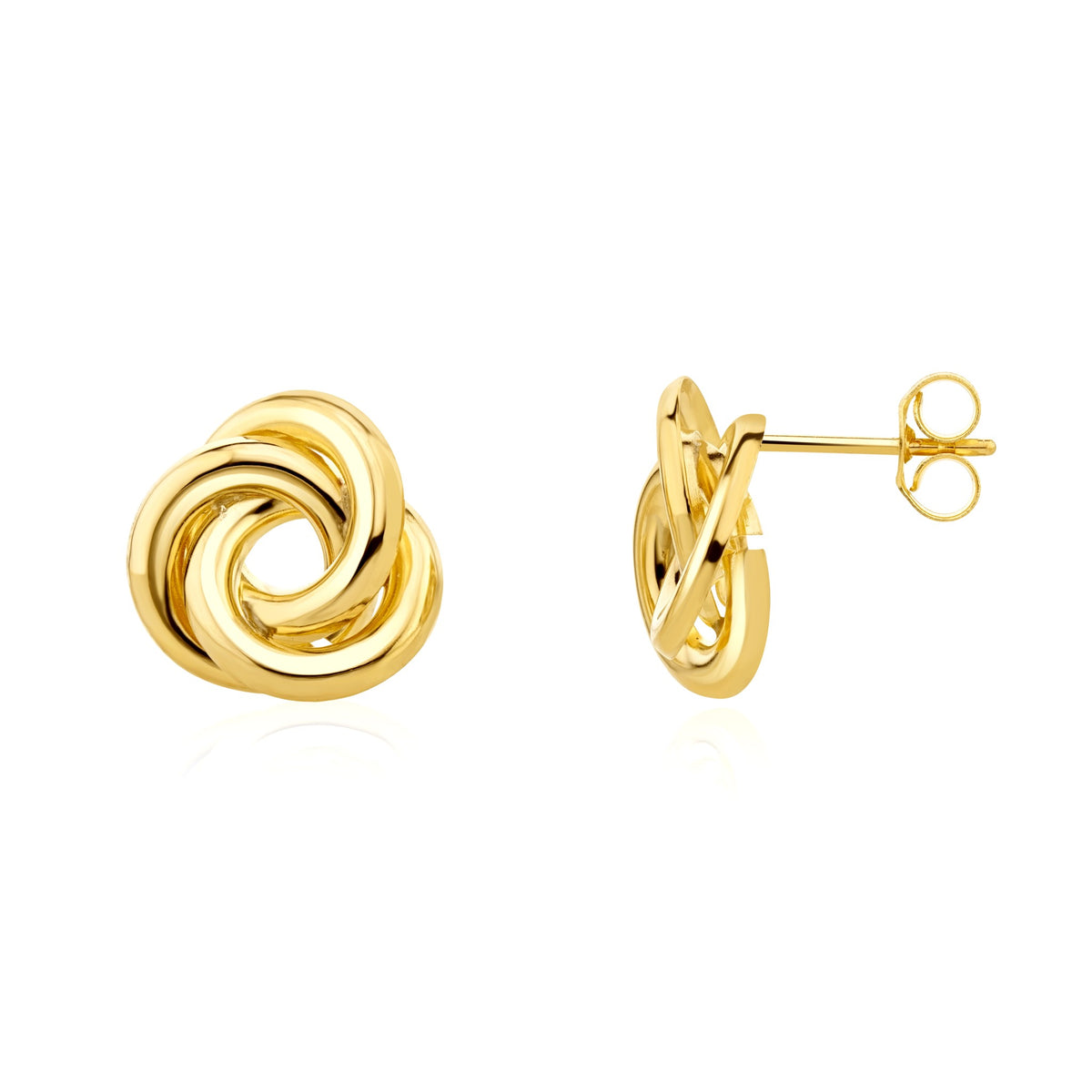 9ct Yellow Gold Flat Loop Knot Stud Earrings