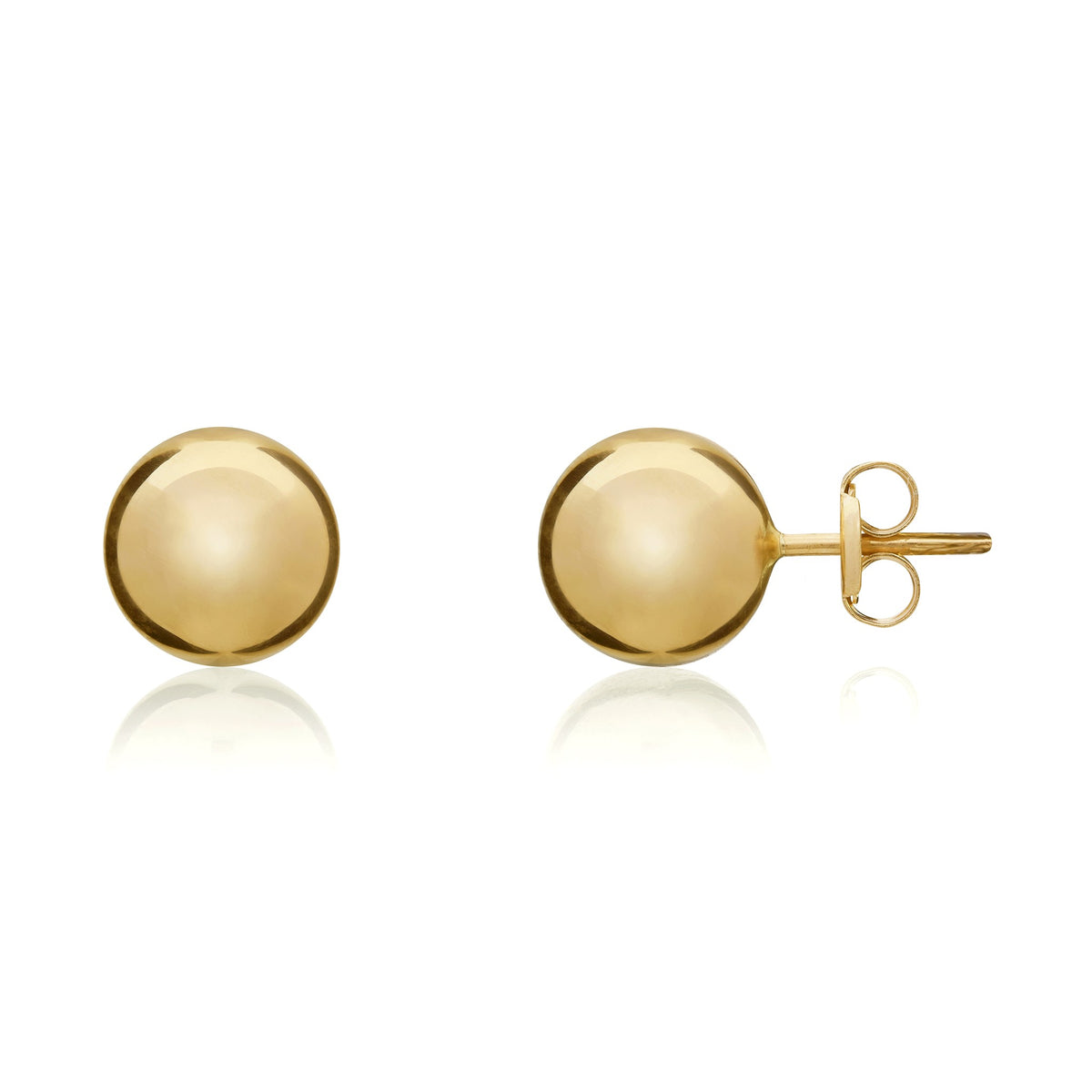 9ct Yellow Gold Polished Ball Stud Earrings 8mm