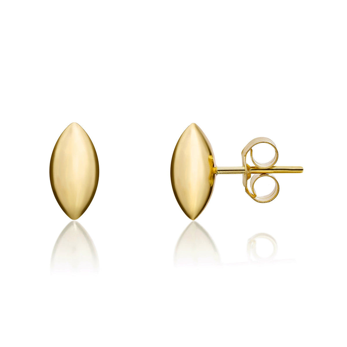 9ct Yellow Gold 3d Polished Marquise Stud Earrings