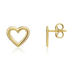 9ct Yellow Gold Open Heart Stud Earrings - view 1