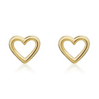 9ct Yellow Gold Open Heart Stud Earrings - view 2