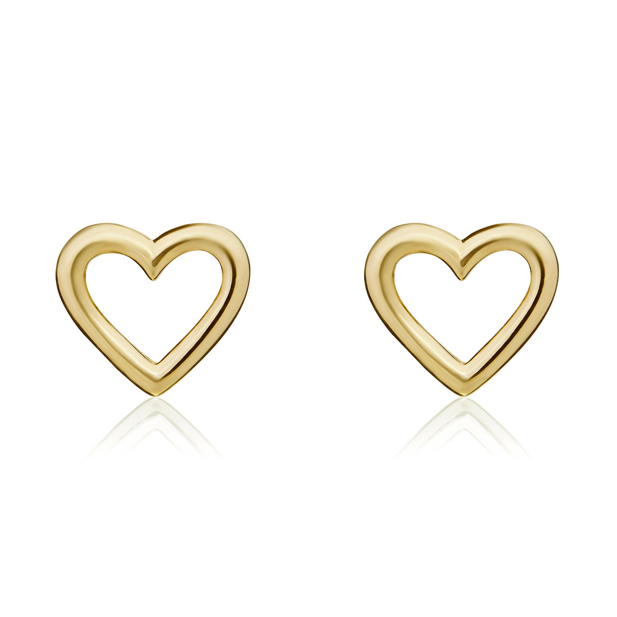 9ct Yellow Gold Open Heart Stud Earrings - view 2