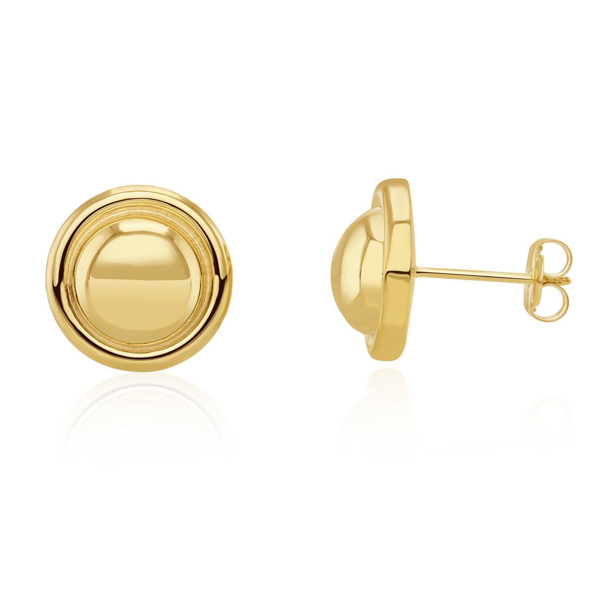 9ct Yellow Gold Dome & Border Stud Earrings