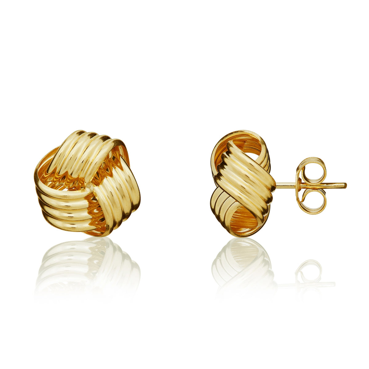 9ct Yellow Gold Ribbed Knot Stud Earrings