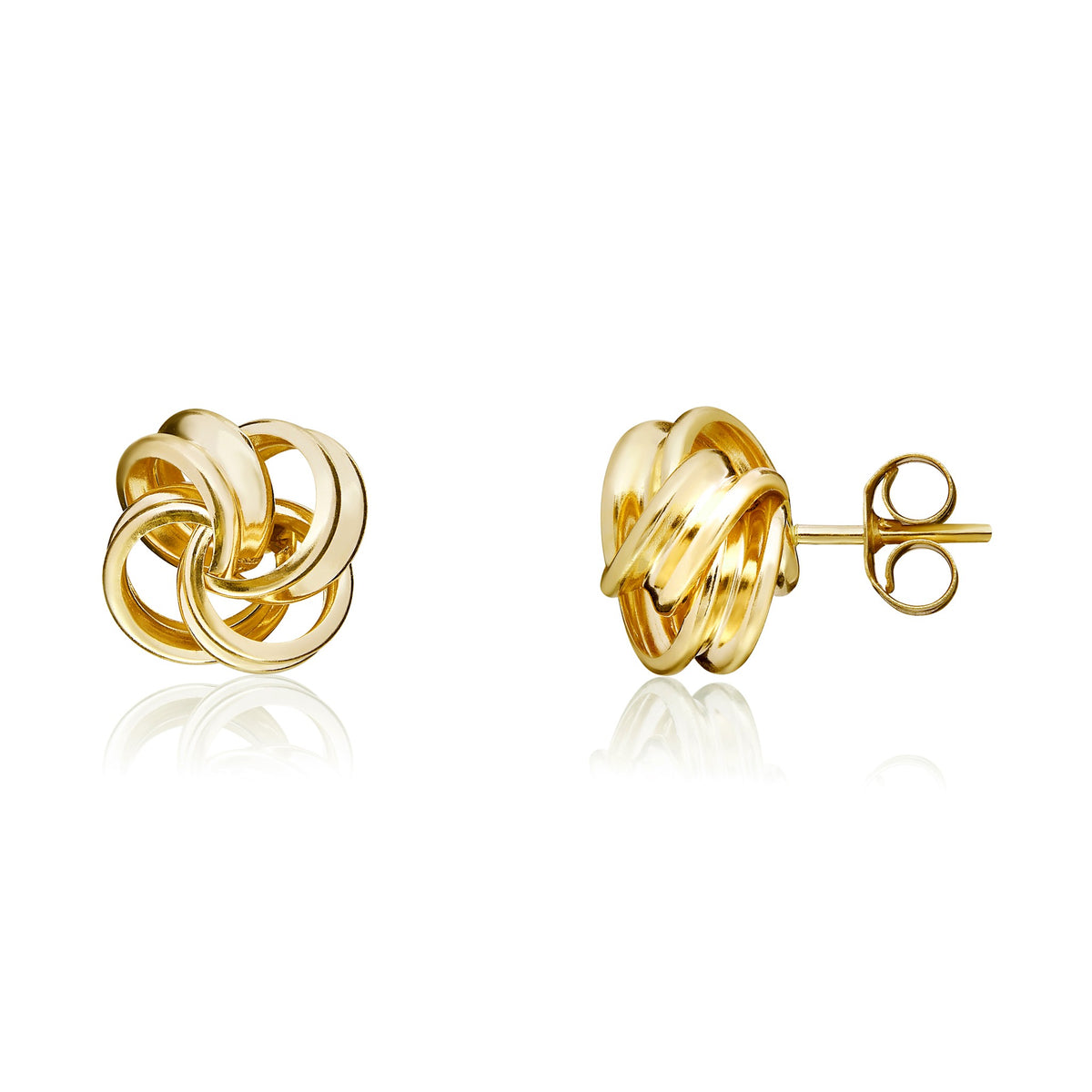 9ct Yellow Gold Ribbon Double Thread Loop Knot Stud Earrings