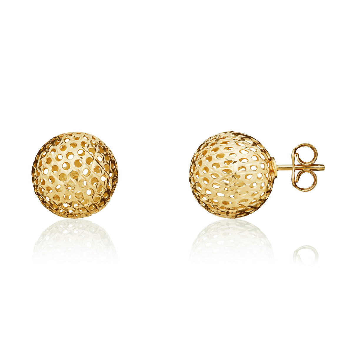 9ct Yellow Gold Pierced Ball Stud Earrings 12.5mm