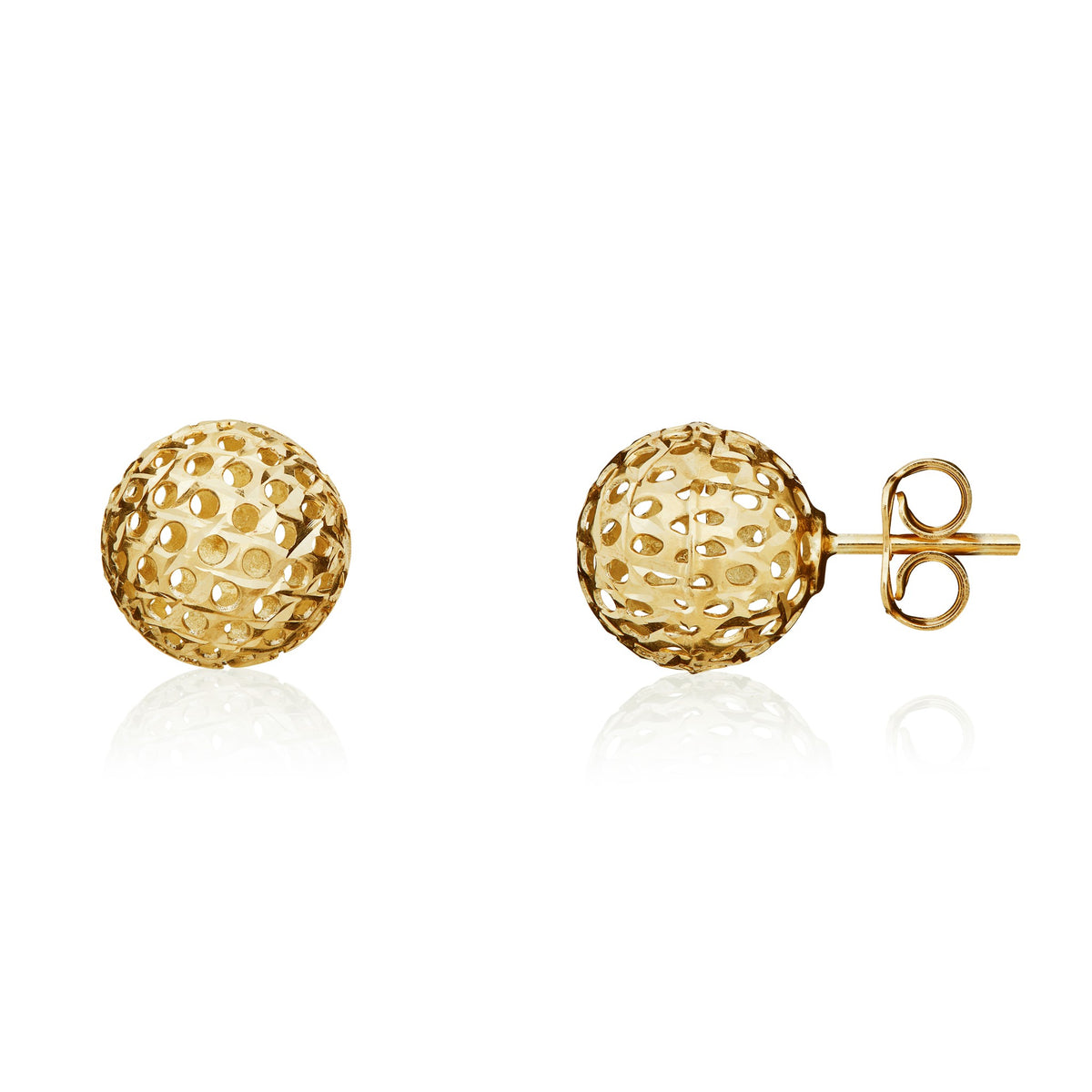 9ct Yellow Gold Pierced Ball Stud Earrings 9.5mm