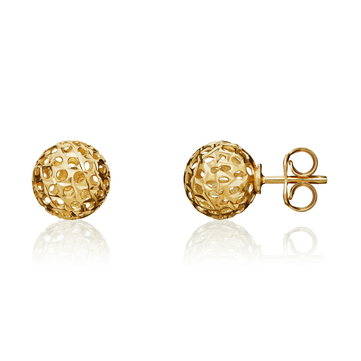 9ct Yellow Gold Pierced Ball Stud Earrings 8mm