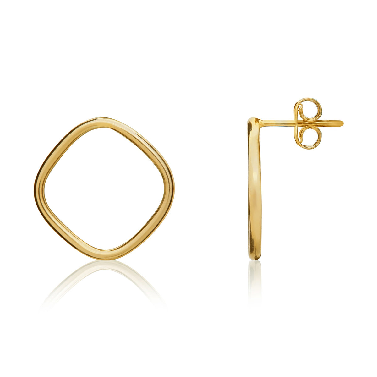 9ct Yellow Gold Open Cushion Stud Earrings