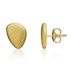 9ct Yellow Gold Satin Flat Pebble Stud Earrings - view 1
