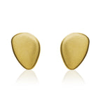 9ct Yellow Gold Satin Flat Pebble Stud Earrings - view 2