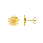 9ct Yellow Gold Satin Flower Stud Earrings 12mm - view 1