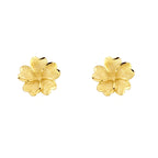 9ct Yellow Gold Satin Flower Stud Earrings 12mm - view 2